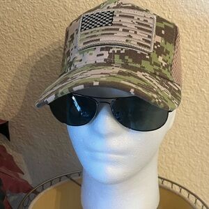 Camouflage unisex Cap with removable American Flag Patch